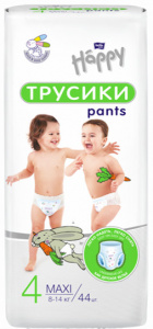 Детские трусики Bella Baby Happy Pants Maxi вес 8-14 кг., 44 шт. Детские трусики Bella Baby Happy Pants Maxi вес 8-14 кг., 44 шт.
