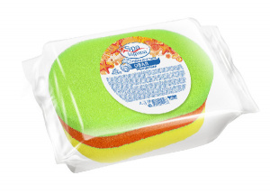 Губка для тела "Laguna Spa" ОВАЛ трехцветная, 1 шт.