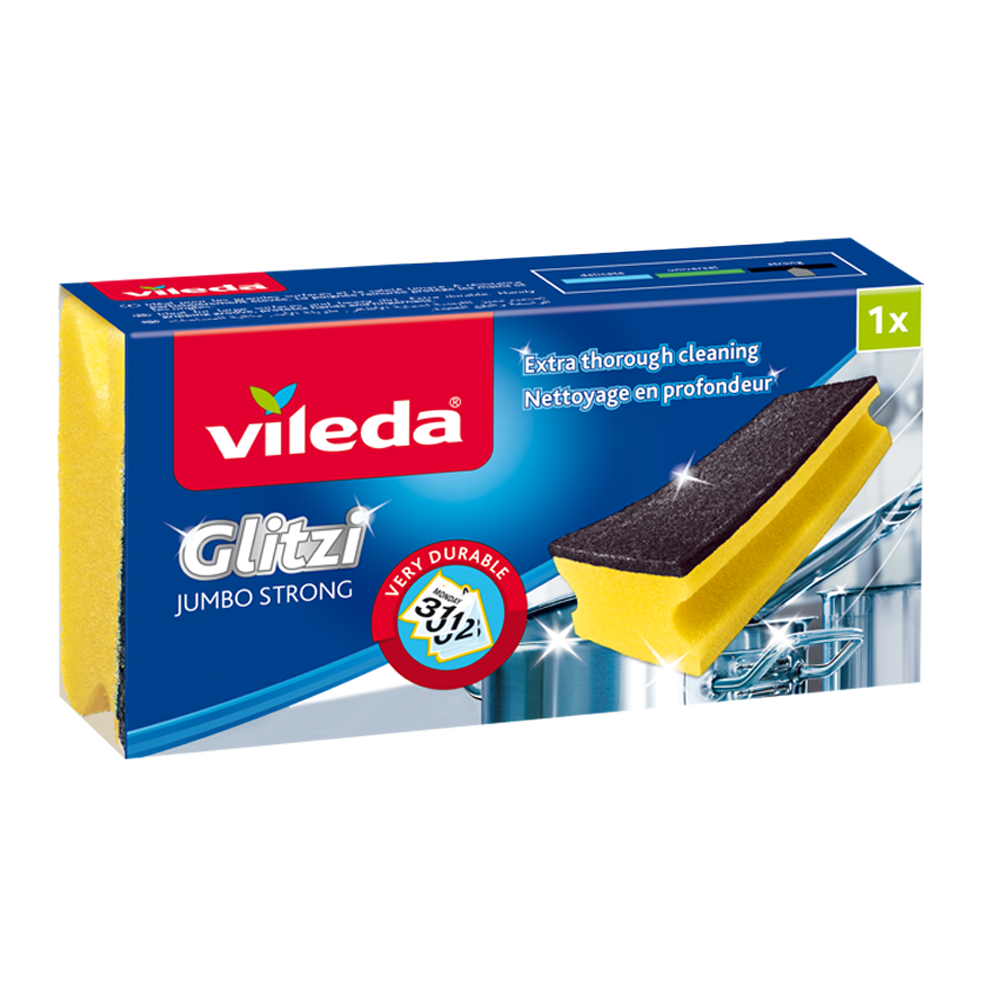 VILEDA губка для уборки Glitzi Jumbo Strong жесткая 1 шт