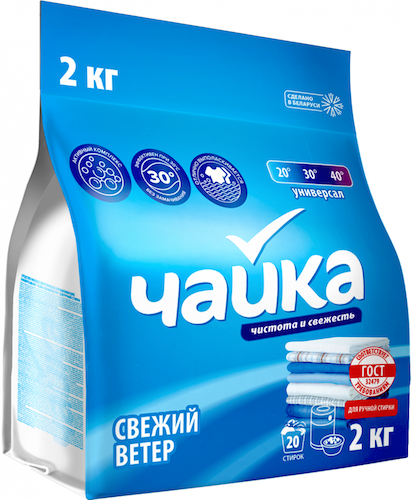 Чайка стиральный порошок  универсальный Свежий ветер (руч. стирка) 2 кг
