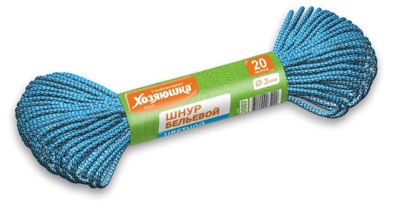 "ХОЗЯЮШКА Мила" Шнур бельевой (цветной) D-3 мм L-20 м "ХОЗЯЮШКА Мила" Шнур бельевой (цветной) D-3 мм L-20 м