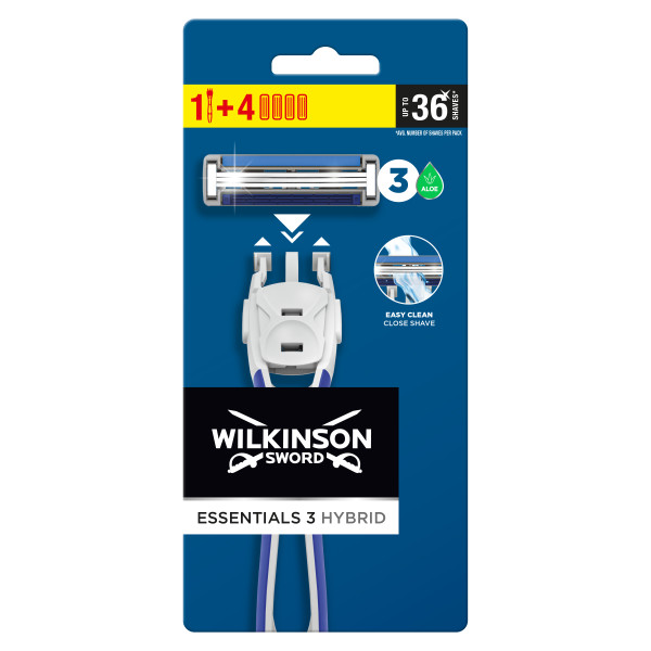 Wilkinson Sword Essentials 3 Hybrid станок для бритья + 4 сменные кассеты