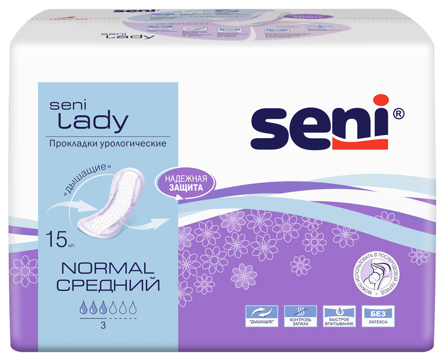 Уролог.прокладки Seni Lady Normal 15 (Россия) стикер