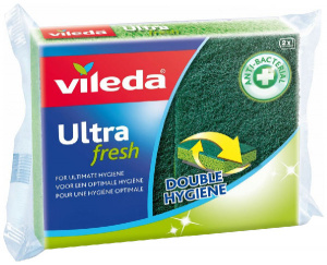Губка антибактериальная VILEDA Ultra fresh для посуды, 2 шт.  Губка антибактериальная VILEDA Ultra fresh для посуды, 2 шт.