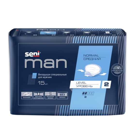 Урологические вкладыши SENI MAN NORMAL, LEVEL 2 NEW 15шт