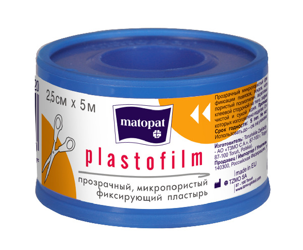"Matopat" Plastofilm Пластыри 2,5 см x 5m на катушке с крышкой  (в сборной коробке 22 шт.) "Matopat" Plastofilm Пластыри 2,5 см x 5m на катушке с крышкой  (в сборной коробке 22 шт.)
