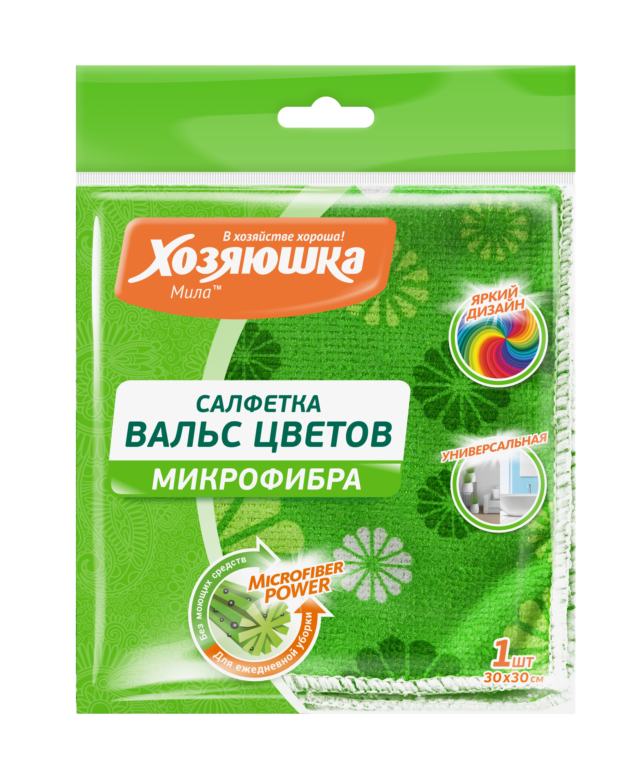 Салфетка микрофибра универсальная "ХОЗЯЮШКА Мила" Вальс цветов, 1 шт. Салфетка микрофибра универсальная "ХОЗЯЮШКА Мила" Вальс цветов, 1 шт.