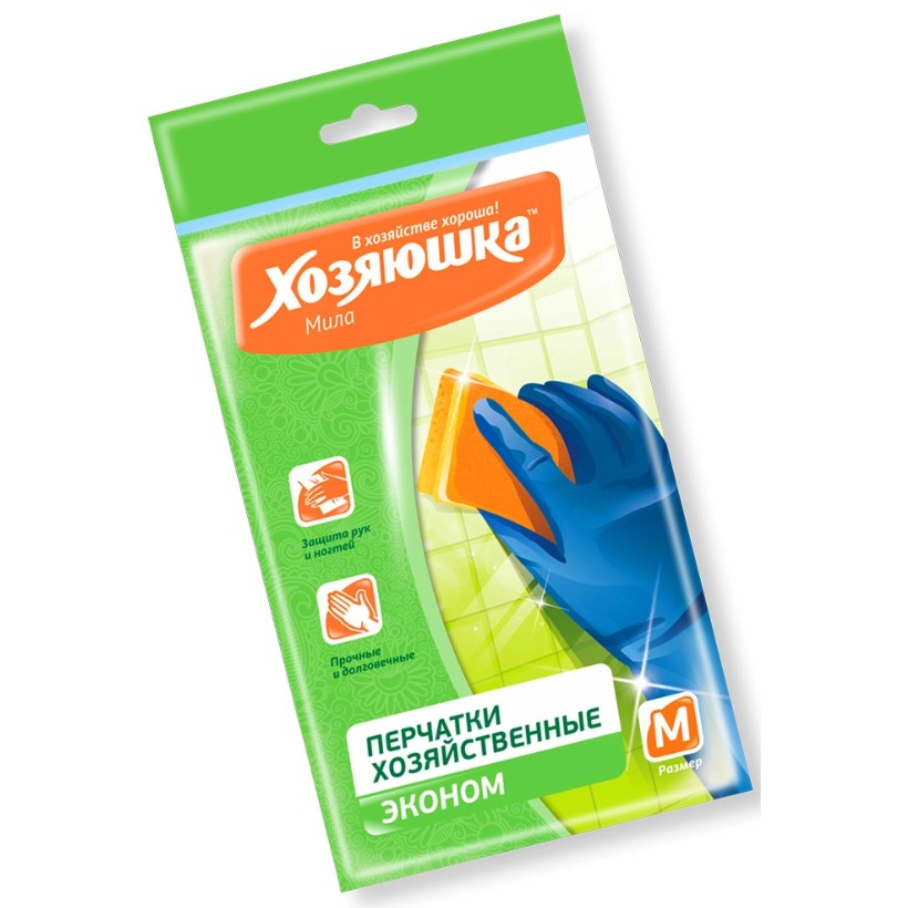 Перчатки латексные "ХОЗЯЮШКА Мила" Эконом размер M Перчатки латексные "ХОЗЯЮШКА Мила" Эконом размер M