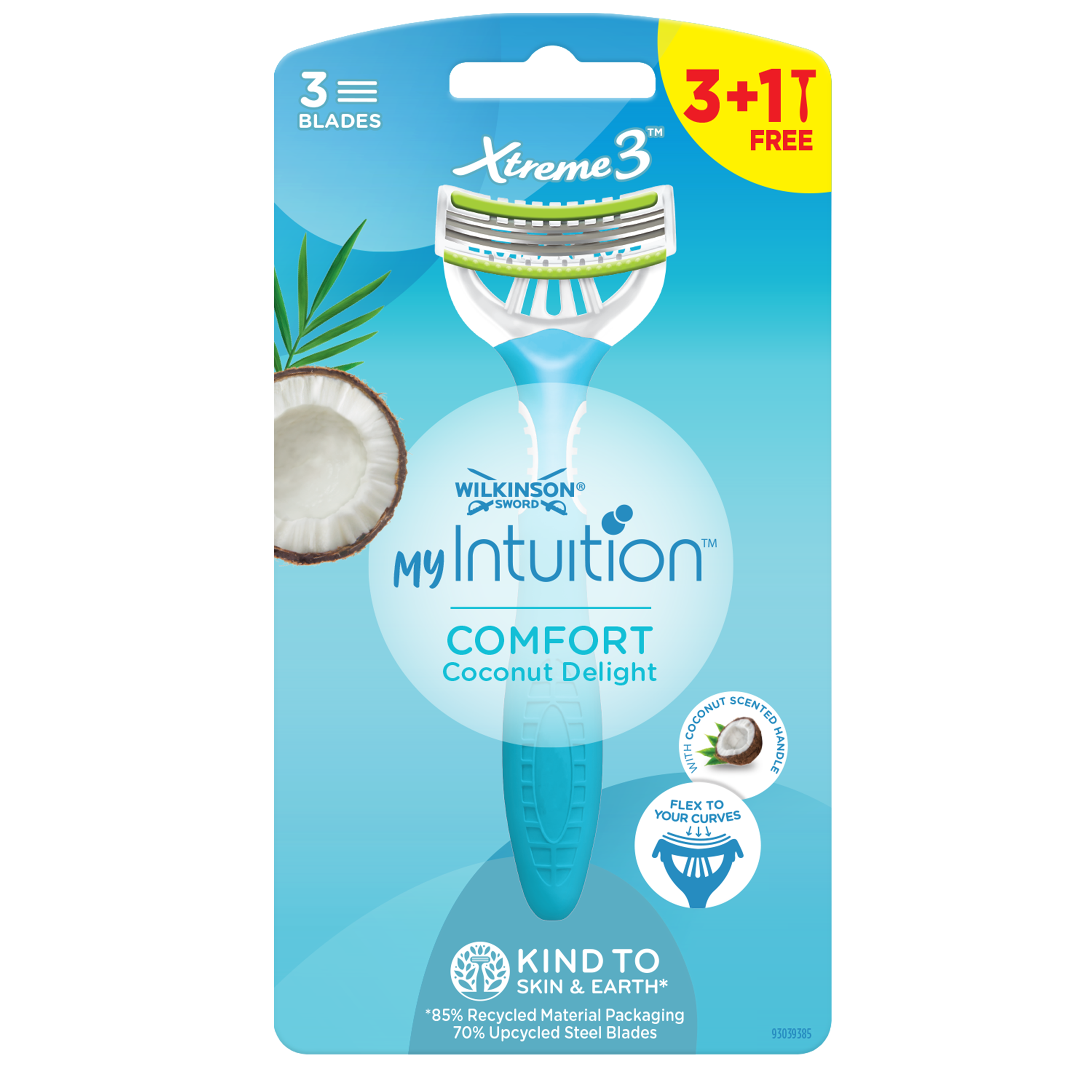 Wilkinson Sword MyIntuition Xtreme3 Comfort Coconut Delight, 3+1 шт