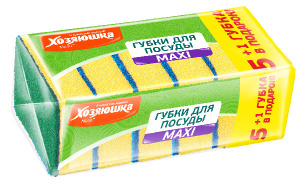 Губка для посуды "ХОЗЯЮШКА Мила" MAXI  5+1 губка в ПОДАРОК Губка для посуды "ХОЗЯЮШКА Мила" MAXI  5+1 губка в ПОДАРОК