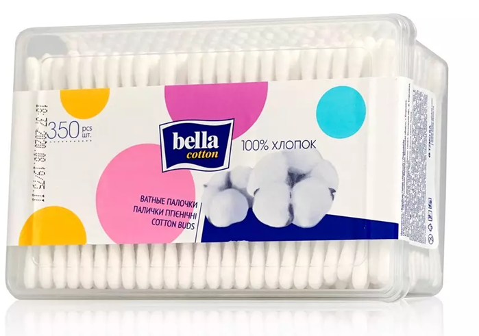 Ватные палочки bella cotton 350 шт. (квадрат) фотография товара
