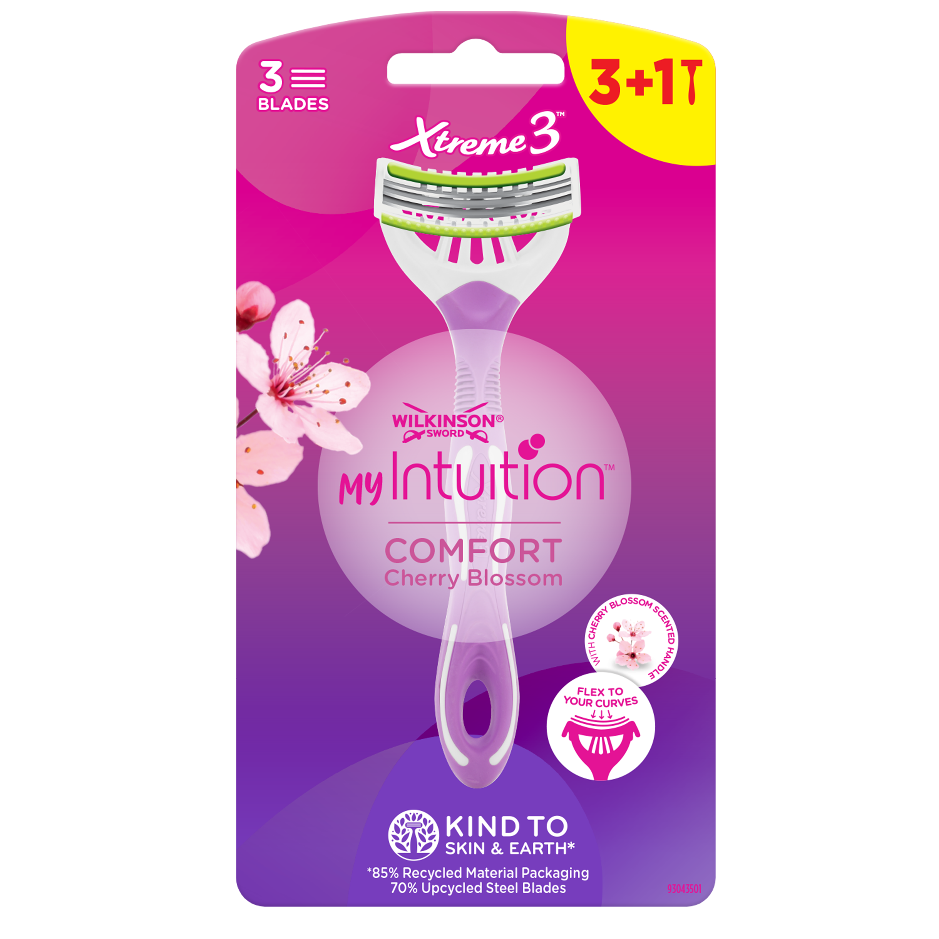 Wilkinson Sword MyIntuition Xtreme3 Comfort Cherry Blossom, 3+1 шт