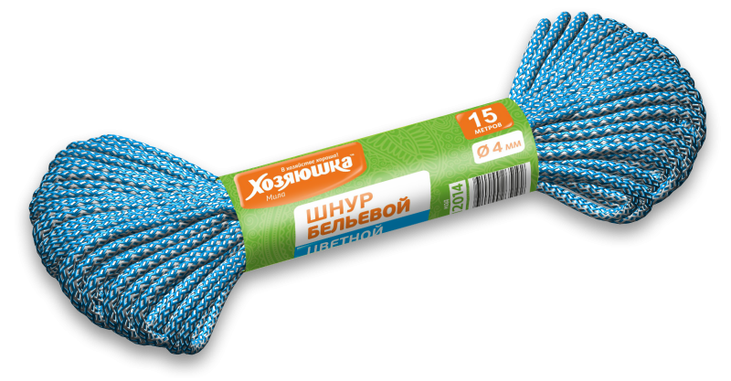 "ХОЗЯЮШКА Мила" Шнур бельевой (цветной) D-4 мм L-15 м "ХОЗЯЮШКА Мила" Шнур бельевой (цветной) D-4 мм L-15 м