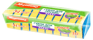 Губка для посуды "ХОЗЯЮШКА Мила" MAXI 10 шт. Губка для посуды "ХОЗЯЮШКА Мила" MAXI 10 шт.
