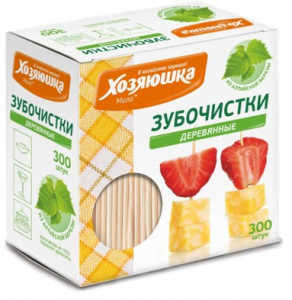 "ХОЗЯЮШКА Мила" зубочистки,инд. упаковка, бокс 300 шт.