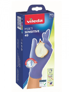 Перчатки нитриловые одноразовые VILEDA Multi Sensitive р-р. M/L, 40шт   Перчатки нитриловые одноразовые VILEDA Multi Sensitive р-р. M/L, 40шт