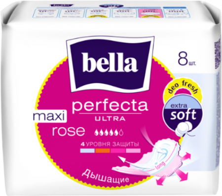 Ультратонкие прокладки Bella Perfecta Ultra Maxi Rose 8 шт. фотография товара