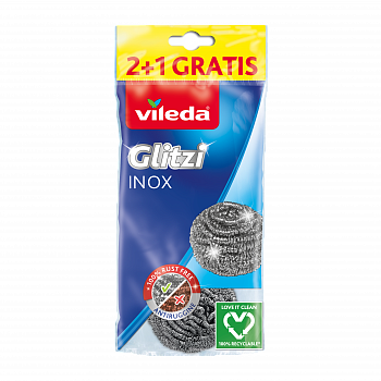 Губка из металлической спирали VILEDA Glitzi Power Inox, 2+1 шт.