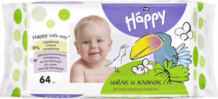 изображение Влажные салфетки Bella Baby Happy c хлопком и шелком 64 шт. Влажные салфетки Bella Baby Happy c хлопком и шелком 64 шт. фотография товара