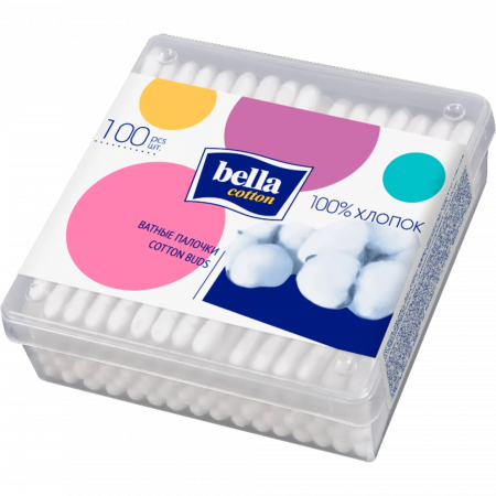 Bella cotton Ватные палочки Ватные палочки 100 шт   квадр фотография товара