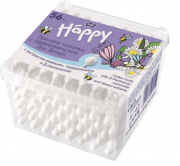 Ватные палочки Bella Baby Happy с экстрактом ромашки 56 шт.