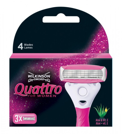 Wilkinson Sword Quattro woman  сменные кассеты 3 шт фотография товара