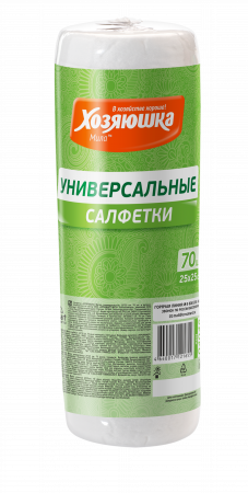 Салфетки универсальные "ХОЗЯЮШКА Мила" (25*25 cм.), в рулоне 70 шт. фотография товара