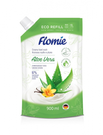 изображение FLOMIE жидкое крем мыло Aloe Vera 900ml FLOMIE жидкое крем мыло Aloe Vera 900ml фотография товара