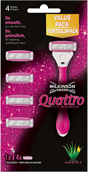 Wilkinson Sword Quattro woman станок для бритья + 4 сменные кассеты