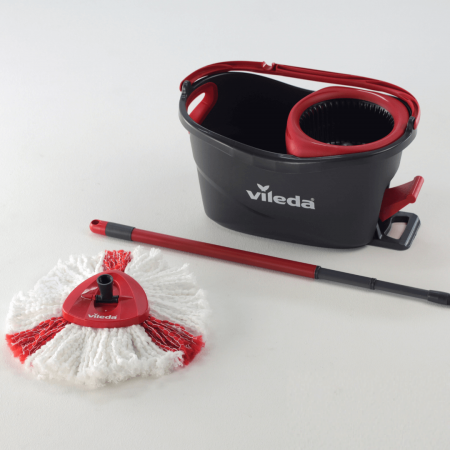 Набор для уборки Turbo Vileda (швабра + ведро с педальным отжимом), цвет серый фотография товара