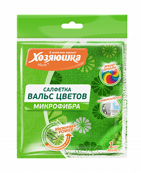 Салфетка микрофибра универсальная "ХОЗЯЮШКА Мила" Вальс цветов, 1 шт.
