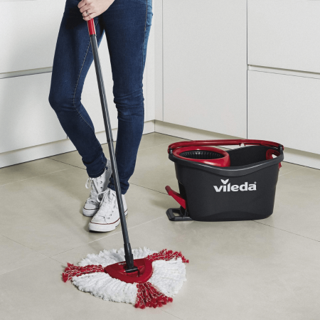 Набор для уборки Turbo Vileda (швабра + ведро с педальным отжимом), цвет серый фотография товара