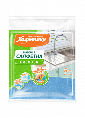 Салфетка бытовая вискоза "ХОЗЯЮШКА Мила", 5 шт. фотография товара