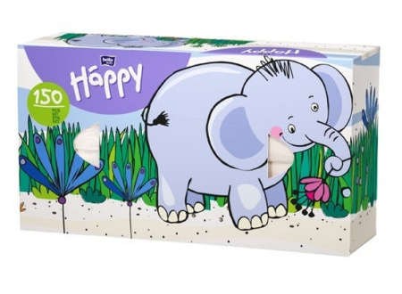 Платочки бумажные  "Bella Baby Happy" универсальные,  двухслойные 150 шт. микс 3 дизайна фотография товара