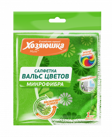 Салфетка микрофибра универсальная "ХОЗЯЮШКА Мила" Вальс цветов, 1 шт. фотография товара