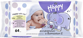 Влажные салфетки Bella Baby Happy с витамином - Е и аллантоином 64 шт.