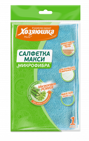 изображение "ХОЗЯЮШКА Мила" салфетка универсальная  Макси, микрофибра 340 гр/м2, 50*60 см,  1 шт. "ХОЗЯЮШКА Мила" салфетка универсальная  Макси, микрофибра 340 гр/м2, 50*60 см,  1 шт. фотография товара