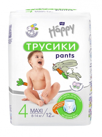 Детские трусики Bella Baby Happy Pants Maxi вес 8-14 кг., 12 шт. фотография товара