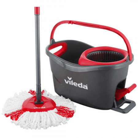 Набор для уборки Turbo Vileda (швабра + ведро с педальным отжимом), цвет серый фотография товара