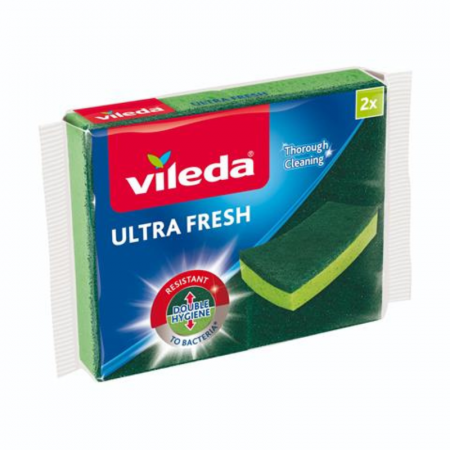 Губка антибактериальная VILEDA Ultra fresh для посуды, 2 шт.  фотография товара